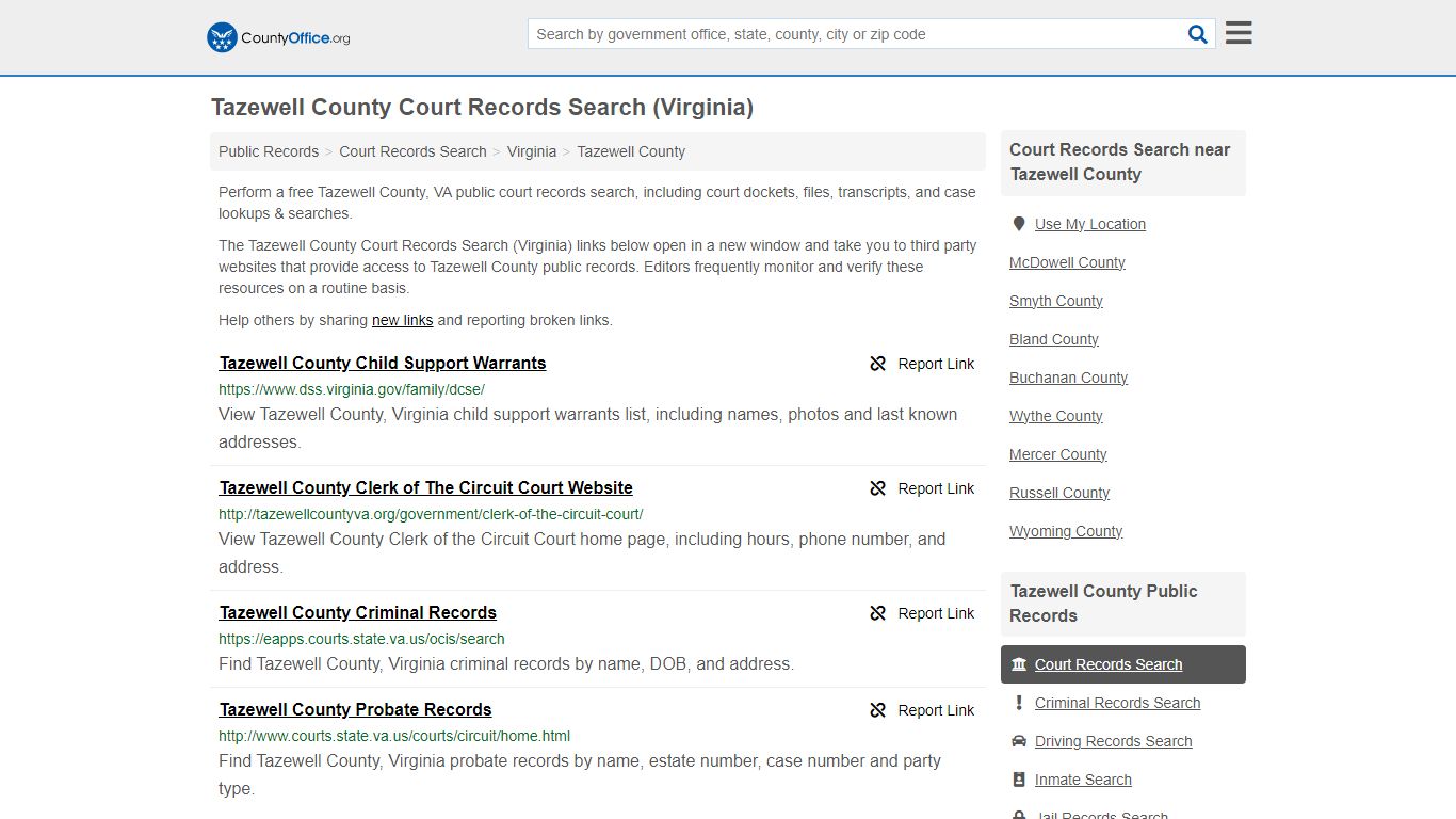 Court Records Search - Tazewell County, VA (Adoptions, Criminal, Child ...